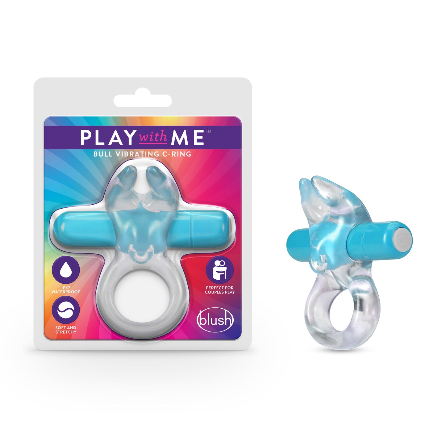 Play With Me Bull Vibrating C-Ring - Blue BL-74202