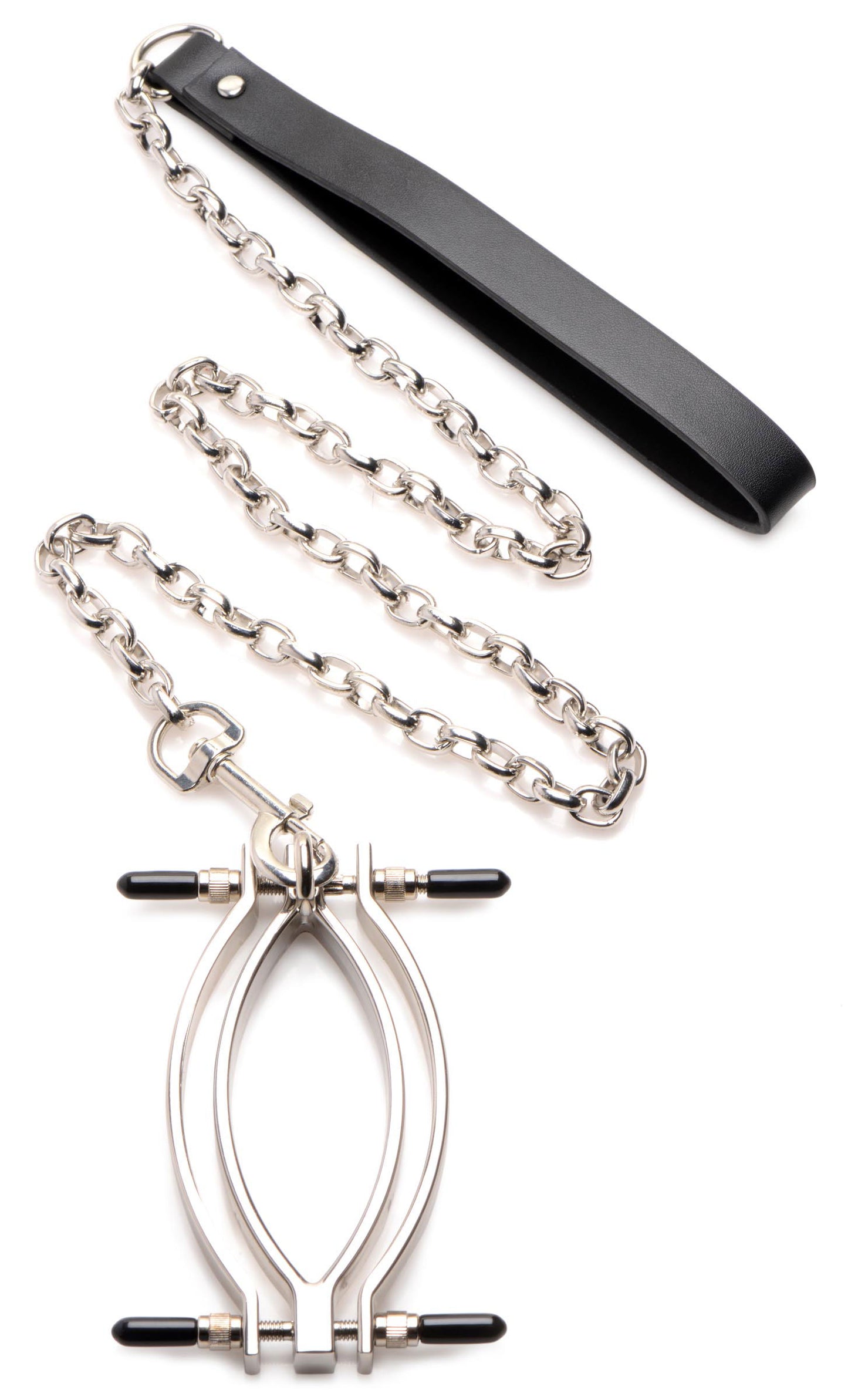 Pussy Tugger Adjustable Pussy Clamp With Leash - Silver MS-AG931
