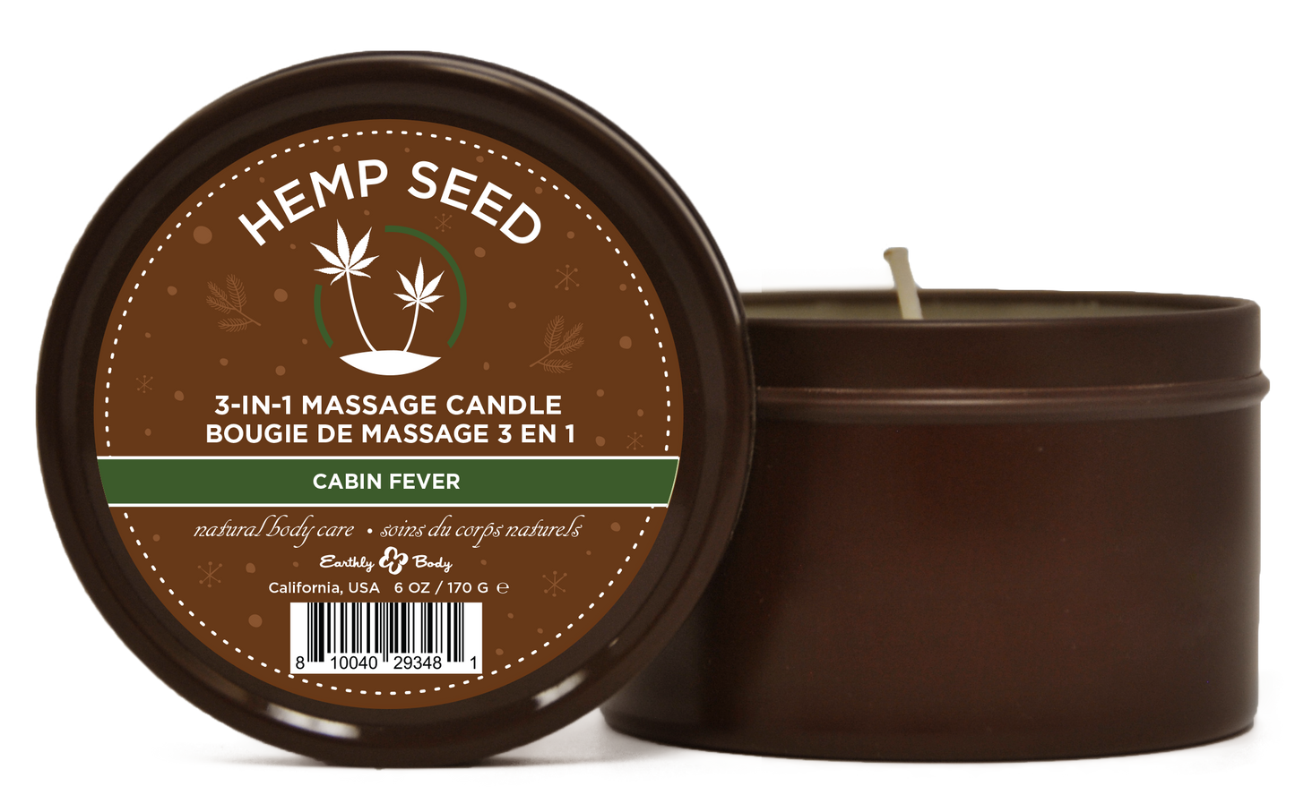 Hemp Seed 3-in-1 Massage Candle Cabin Fever 6oz/ 170 G EB-HSCH021A