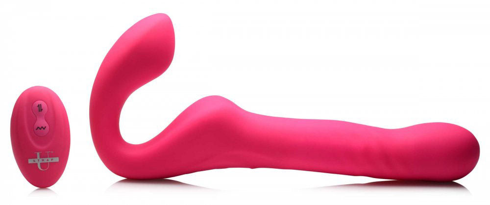 Mighty-Thrust Thrusting and Vibrating Strapless Strap-on With Remote - Pink SU-AG934