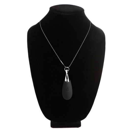 10x Vibrating Silicone Teardrop Necklace - Black CH-AH103