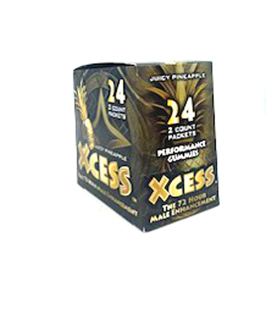 Xcess Cube Gummy 2 Count 24 Pcs Display - Male  Enhancement - Juicy Pineapple TS-XCESGUM24